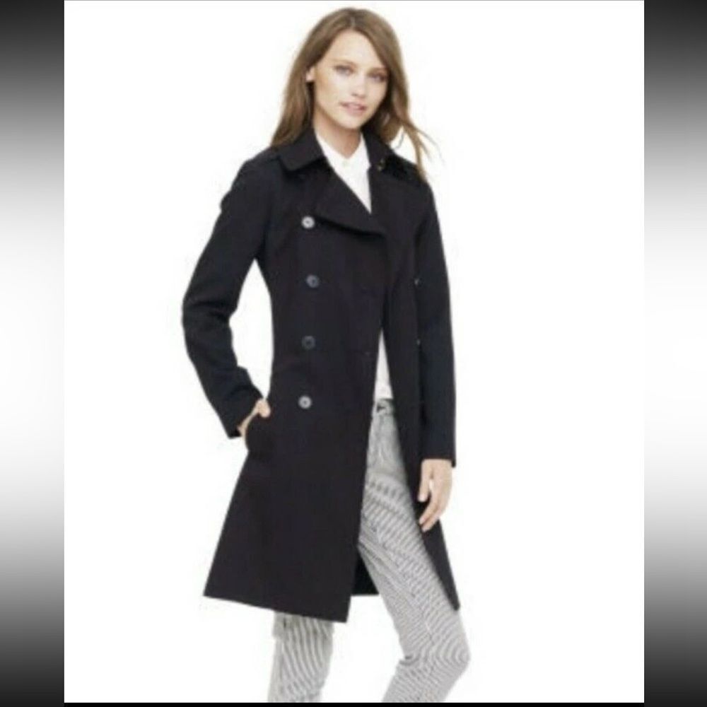 Club Monaco Black Moleskin Poplar Coat Double Breasted Tailored Jacket M